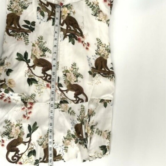 Farm Rio Dress L Ivory Floral Exotic Monkey Print Mini Brazil Tropical - Picture 6 of 12
